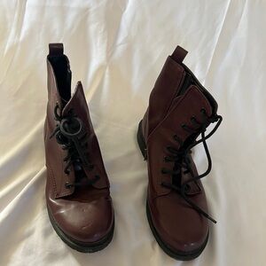 Maroon Lace-Up Ankle Boots